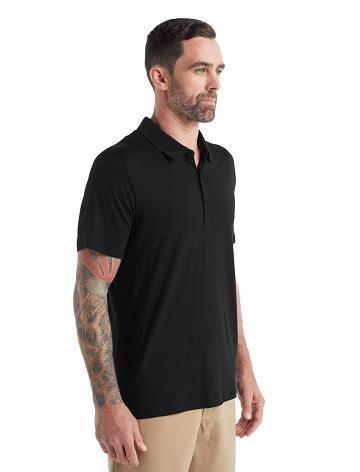 Icebreaker Merino Tech Lite II Lyhyt Sleeve Polo Miesten T Paidat Mustat | FI 1161NWYB